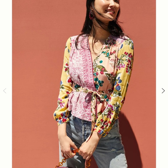 Anthropologie Tops - Anthropologie Meadow Rue Paisley Floral Wrap Blouse Sz. 00